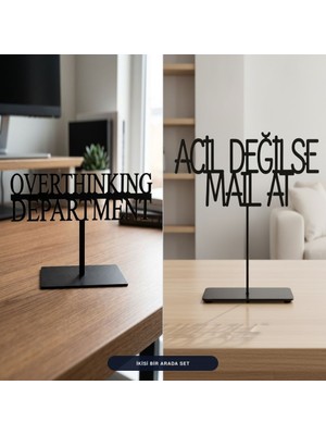 Bafidica Ikisi Bir Arada Set - Metal Ofis Aksesuarı - Overthinking Department - Acil Değilse Mail At