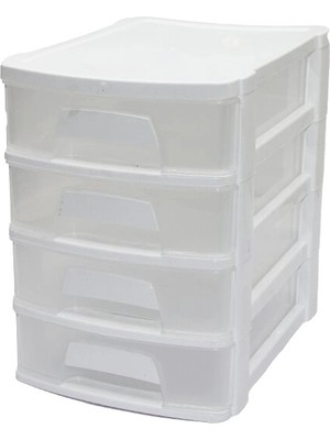 Aslanoğlu Store Pratik 4 Katlı Çekmece 16.5X21.5X24CM Beyaz Veya Siyah