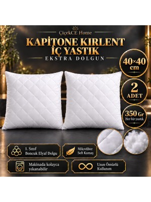 ÇİÇEKCE HOME 2 Adet Ekstra Dolgun Kapitone Kırlent Iç Yastık 1.kalite Boncuk Silikon Dolgulu Farklı Ölçü Seçenekleri