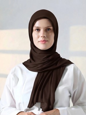 Cassenta Scarf Hazır Geçmeli Kaymaz Pratik Penye Şal Düz Renk Tesettür Şalı