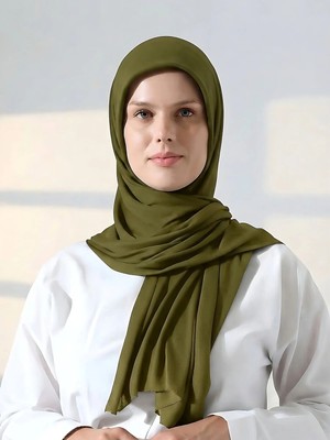 Cassenta Scarf Hazır Geçmeli Kaymaz Pratik Penye Şal Düz Renk Tesettür Şalı