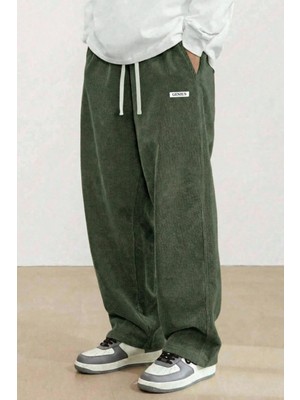 Genius Store Genıus Erkek Pantolon Fitilli Kadife Bol Paça Oversize Pantolon