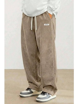 Genius Store Genıus Erkek Pantolon Fitilli Kadife Bol Paça Oversize Pantolon