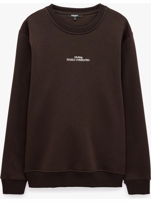 Koton Uzun Kollu Üç Iplik Şardonlu Nakışlı Bisiklet Yaka Sweatshirt