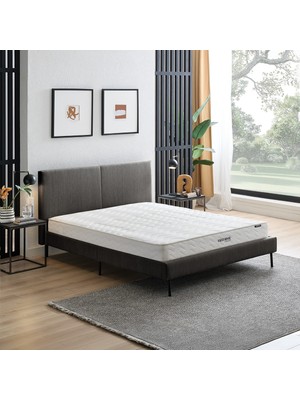 Yataş Visco Sense Comfort Yatak, Savana Başlıklı Karyola 3'lü Set - Koyu Gri