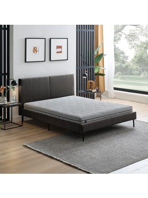 Yataş Optimum Flex Yatak, Savana Başlıklı Karyola 3'lü Set - Koyu Gri