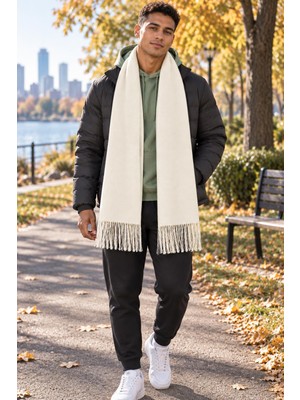 Wearflawless Unisex Püsküllü Yumuşak Dokulu Bordo Şal Atkı, Erkek Kışlık Boyun Atkısı, Erkek Için Hediye, 45X200CM