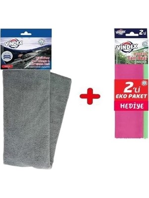 SBN - Store Prime Vindex Mikrofiber Oto Yıkama ve Kurlama Bezi 2 Adet Mikrofiber Temizlik Bezi Hediyeli