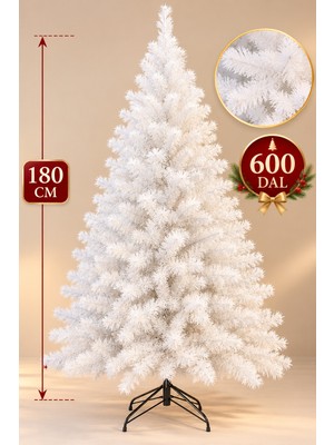 Eng Parti Dünyası Yılbaşı Ağacı Beyaz 180CM 600 Dal Demir Ayaklı