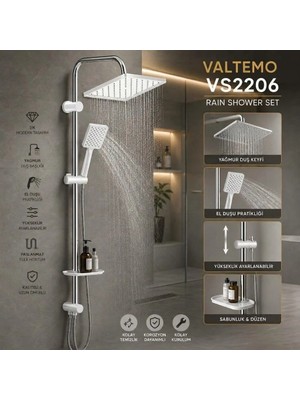 Valtemo Queen White (Beyaz) Duş Seti 220X220 Tepe Duş VS-2206