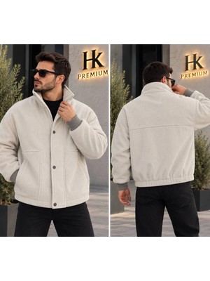 Hk Premium Erkek Fitilli Kadife Mont Astarsız Oversize Dik Yaka Çıtçıtlı Bomber Ceket