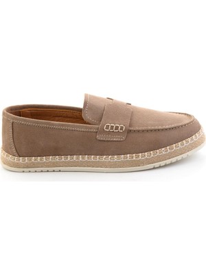 Bambi Bej Hakiki Deri Erkek Espadril E01698111102