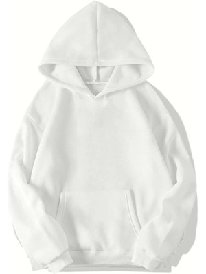 Brz Collection Unisex Oversize Basic Hoodie Beyaz