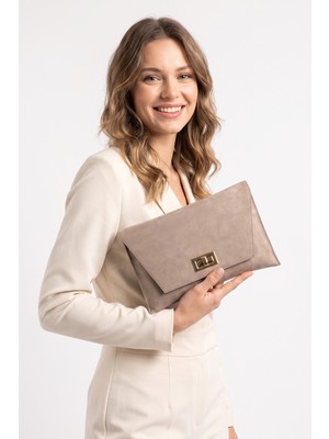 Luvi Maorı Vizon Süet Kadın Clutch Çanta