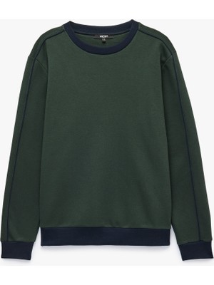 Koton Uzun Kollu Üç Iplik Şardonlu Bisiklet Yaka Renk Bloklu Sweatshirt
