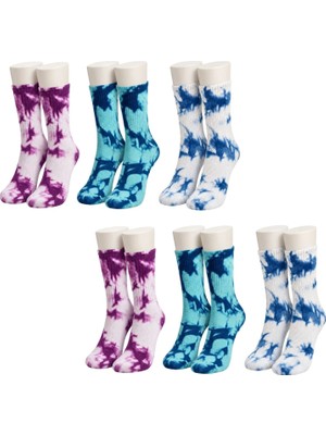 Nilya Unisex Batik Desenli Çorap 6'lı Set Pamuklu Renkli Uzun Soket Dikişsiz Nefes Alan Spor Çorabı Günlük