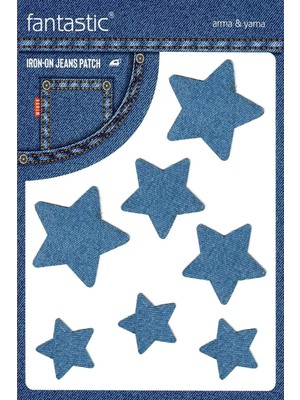 SBN - Store Prime Ütü ile Yapışan Kot Patch Kot Yaması, Denim Jeans Onarım & Dekoratif Amaçlı Yıldız (Açık Mavi)