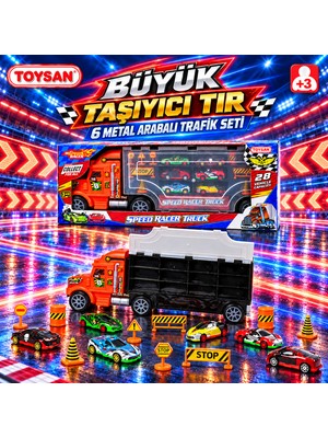 Toysan Tır Seti Speed Racer 6 Araçlı Turuncu Plastik Araba 55 cm Işıksız Özellikli