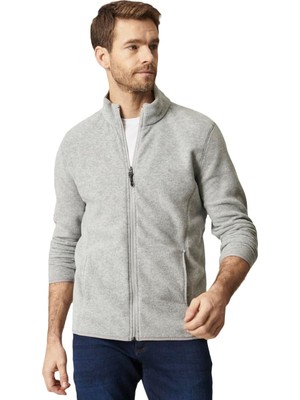Die Grup Ac&co / Altınyıldız Classics Anti-Pilling Tüylenme Yapmayan Standart Fit Bato Yaka Sweatshirt Polar Ceket, Renk Gri, Beden M