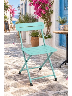 Eportatif Katlanır Metal Balkon Bahçe Sandalyesi Bistro Sandalye Tekli Mint Yeşili 1642