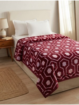 F.ACAR Home Collection Tek Kişilik Geometrik Altıgen Desenli Pelüş Battaniye (160X220 cm