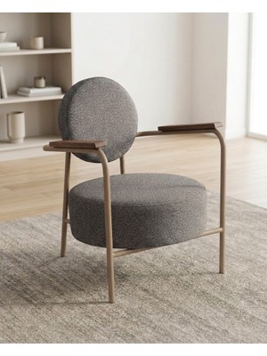 Azra Mobilya Venüs Tekli Koltuk Soft Kumaş Ofis Bekleme Koltuğu Berjer Metal Cappuccino Renk Iskeletli - Açık Gri