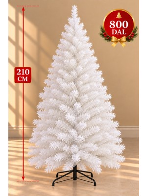 Eng Parti Dünyası Yılbaşı Çam Ağacı Beyaz  210CM 800 Dal Demir Ayaklı