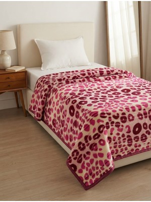 F.ACAR Home Collection Tek Kişilik Leopar Desenli Pelüş Battaniye (160X220 cm