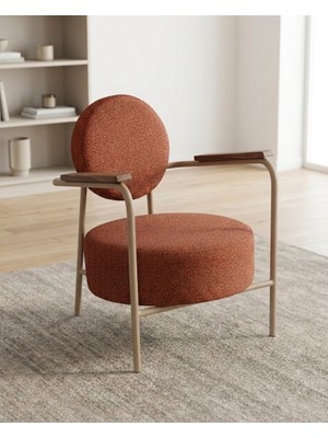 Azra Mobilya Venüs Tekli Koltuk Soft Kumaş Ofis Bekleme Koltuğu Berjer Metal Cappuccino Renk Iskeletli - Kiremit