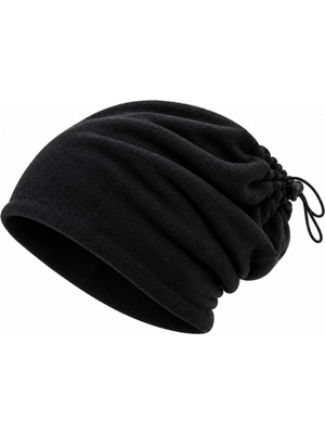 Nilya Unisex Premium Polar Bere Boyunluk 2'si 1 Arada Sıcak Tutan Rüzgar Korumalı Outdoor Kışlık Siyah Şık