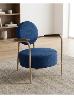 Azra Mobilya Venüs Tekli Koltuk Soft Kumaş Ofis Bekleme Koltuğu Berjer Metal Cappuccino Renk Iskeletli -  Mavi
