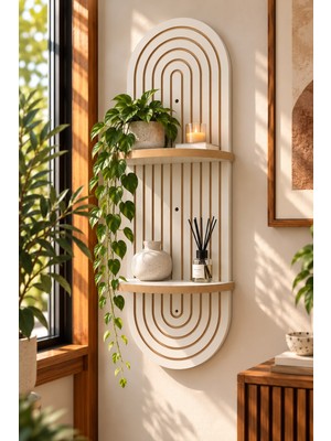 Ravello Design Vizon Ahşap 2 Katlı Modern Duvar Rafı 85X30
