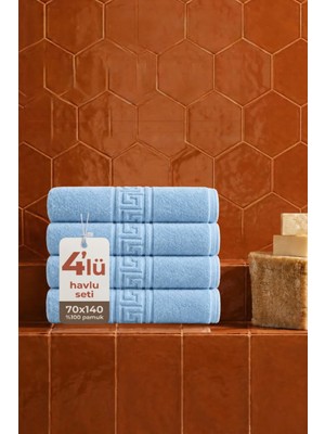 Anılsan 4'lü Greek Beyaz Banyo Havlusu - 70x140 Cm, 490 Gr, %100pamuk, Spa Ve Otel Havlusu