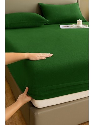 Mulberry Kadife Kumaş Battal Çift Kişilik Fitted Lastikli Çarşaf Takımı 180X200+30 cm
