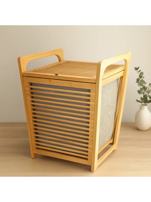 Mabelme Store Bambu Kirli Çamaşır Sepeti 40X35X60 cm