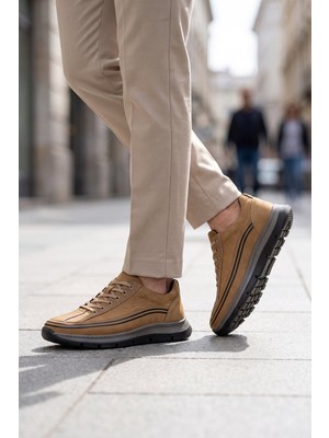 Ayakmod Kum Hakiki Deri Bağcıklı Rahat Tabanlı Erkek Casual Ayakkabı Sneaker 160