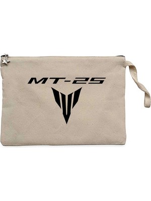 Z zepplin Yamaha mt 25 Black Logo Krem Clutch Astarlı Cüzdan / El Çantası