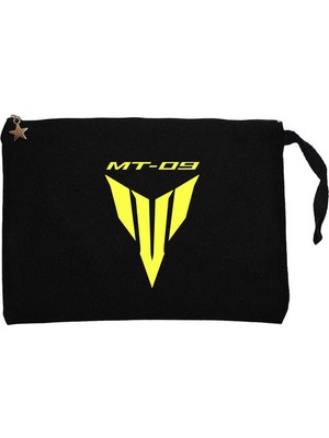 Z zepplin Yamaha mt 09 Logo Text Siyah Clutch Astarlı Cüzdan / El Çantası