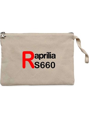 Z zepplin Aprilia RS660 Text Logo Krem Clutch Astarlı Cüzdan / El Çantası