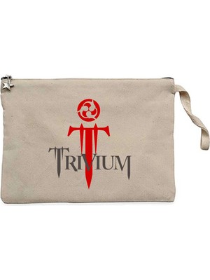 Z zepplin Trivium Logo Red Krem Clutch Astarlı Cüzdan / El Çantası
