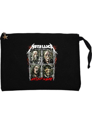 Z zepplin Metallica Spitout The Bone Siyah Clutch Astarlı Cüzdan / El Çantası
