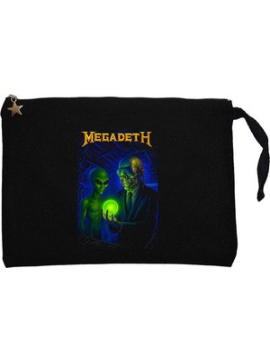 Z zepplin Megadeth Rust In Peace Alien Siyah Clutch Astarlı Cüzdan / El Çantası