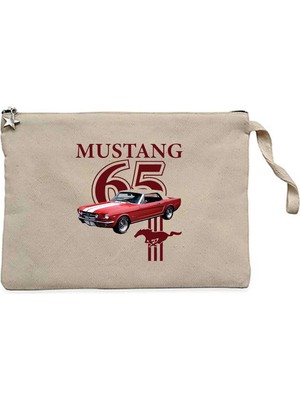 Z zepplin Ford Mustang 1965 Krem Clutch Astarlı Cüzdan / El Çantası