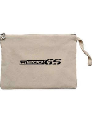 Z zepplin R1200GS Text Logo Krem Clutch Astarlı Cüzdan / El Çantası