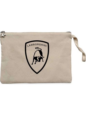Z zepplin Lamborghini Logo Black Krem Clutch Astarlı Cüzdan / El Çantası