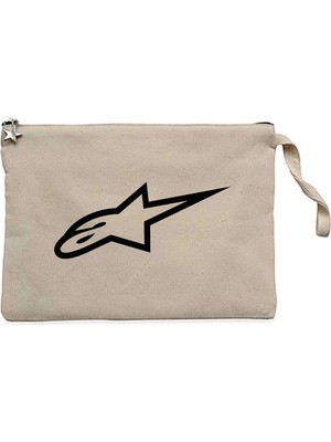 Z zepplin Alpinestars Logo Black Krem Clutch Astarlı Cüzdan / El Çantası
