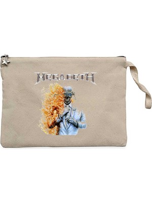 Z zepplin Megadeth Megadeth 2026 Krem Clutch Astarlı Cüzdan / El Çantası