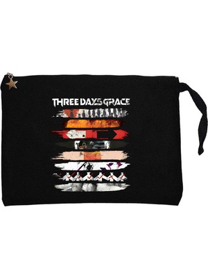 Z zepplin Three Days Grace Album Covers Siyah Clutch Astarlı Cüzdan / El Çantası