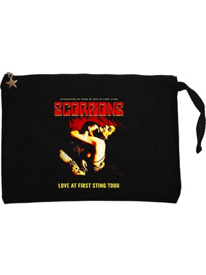 Z zepplin Scorpions Love At First Sting Siyah Clutch Astarlı Cüzdan / El Çantası