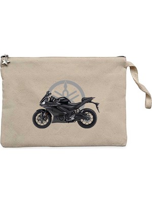 Z zepplin Yamaha R25 Vs Logo Krem Clutch Astarlı Cüzdan / El Çantası